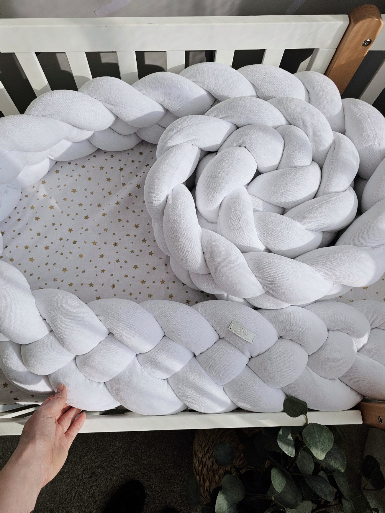 Double braided crib bumper white. KARI studio