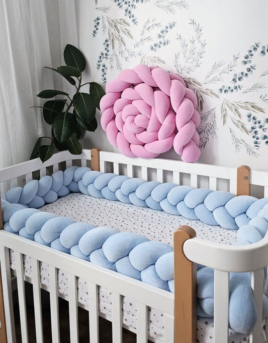 Braided crib bumper for boys or girls. KARI studio