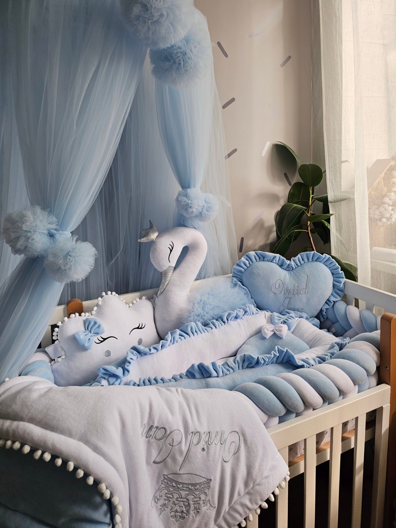 Personalized baby bedding set baby blue - KariStudio