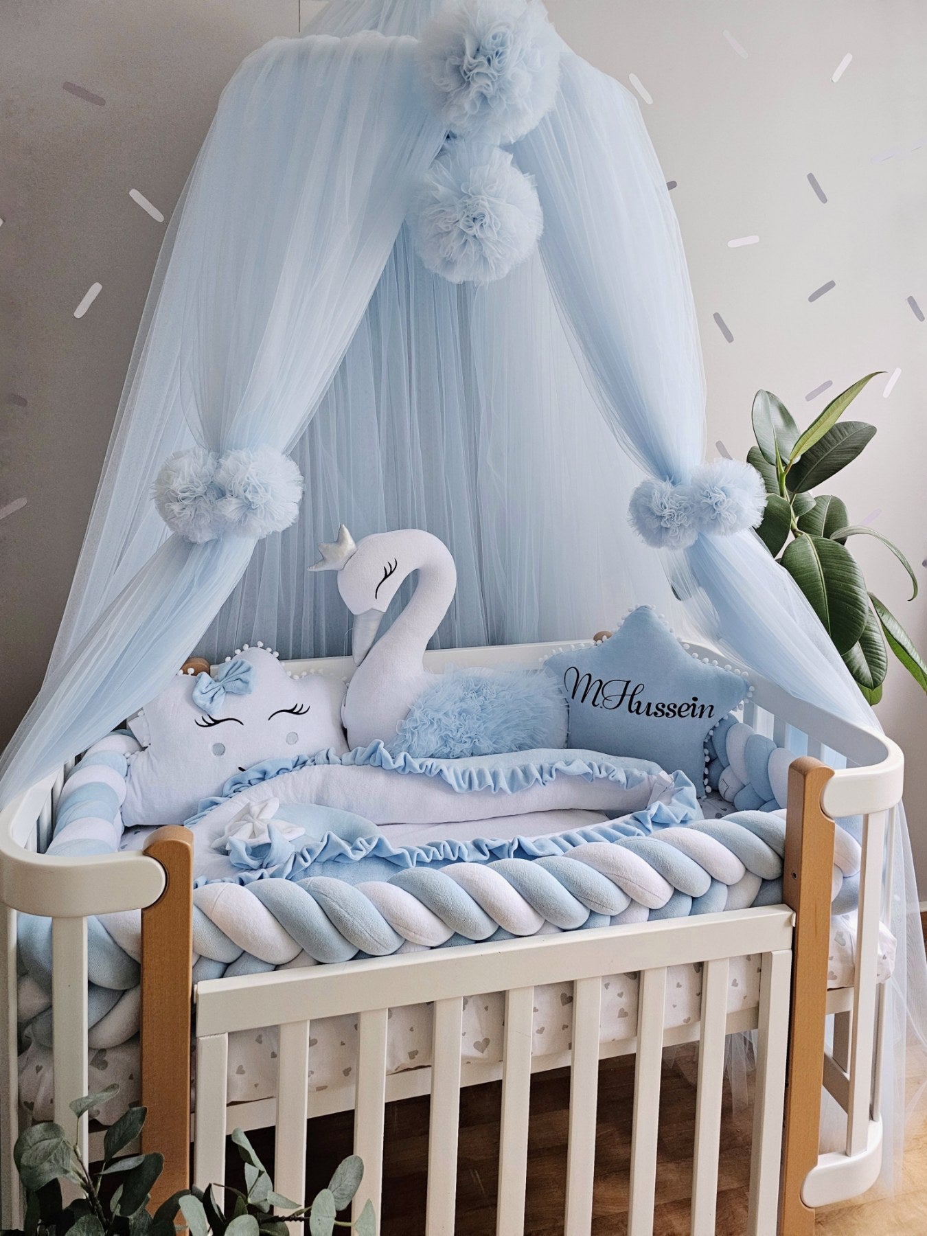 Personalized baby bedding set baby blue - KariStudio