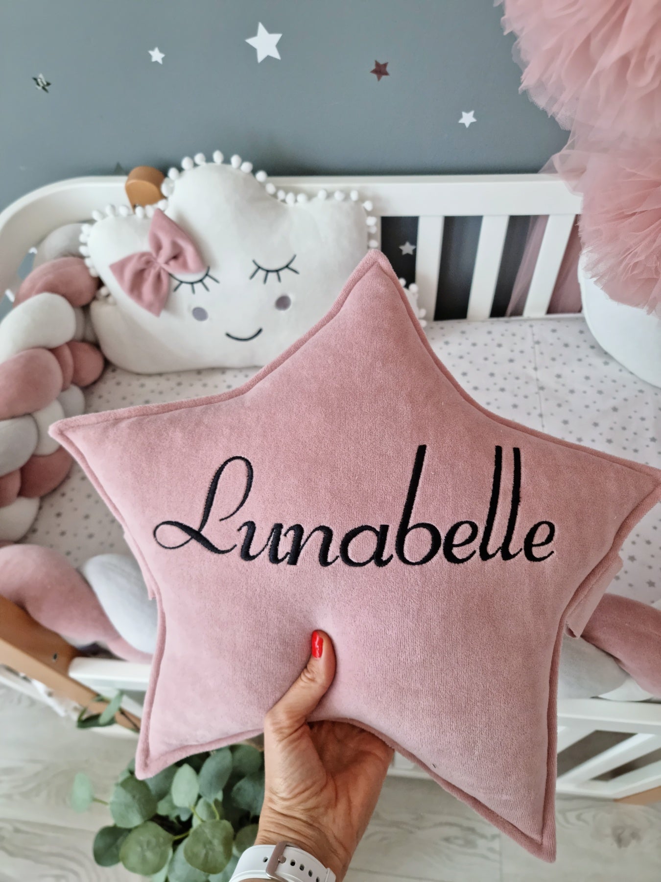 Personalized baby bedding set blush rose - KariStudio