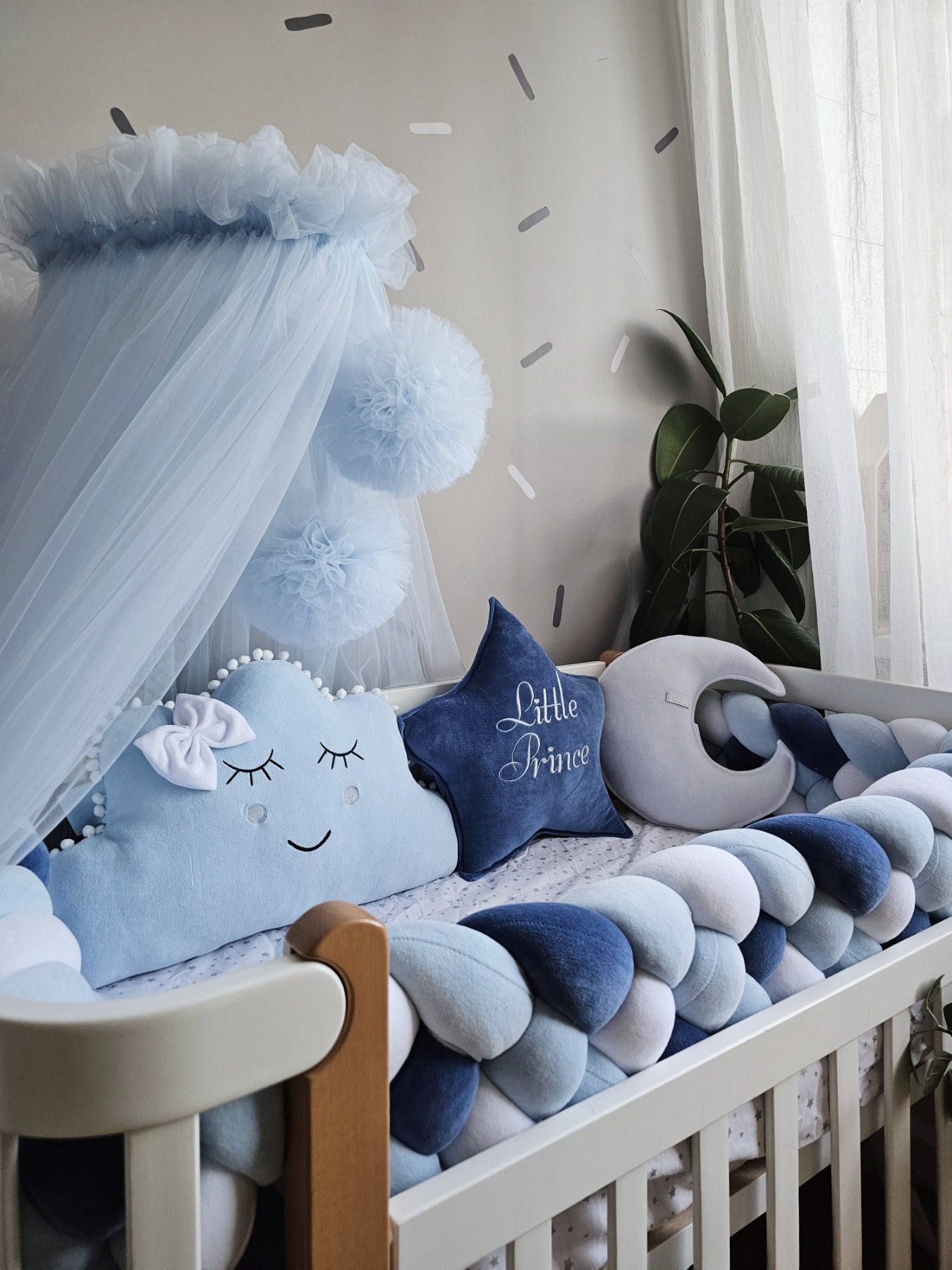 Baby boy bedding crib set. Blue navi crib bumpers. KARI studio