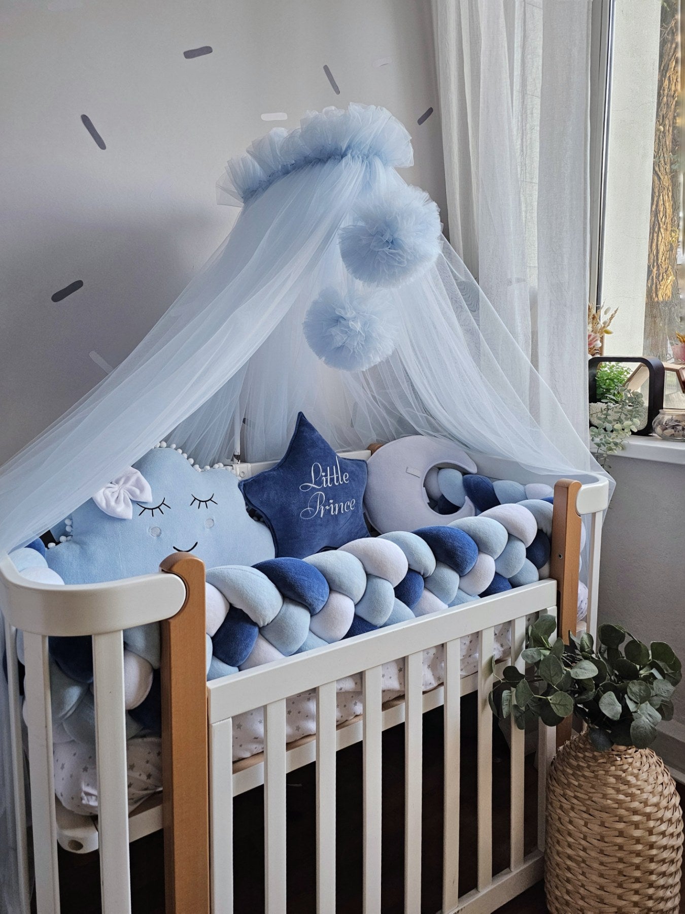 Baby boy bedding crib set. Blue navi crib bumpers. KARI studio