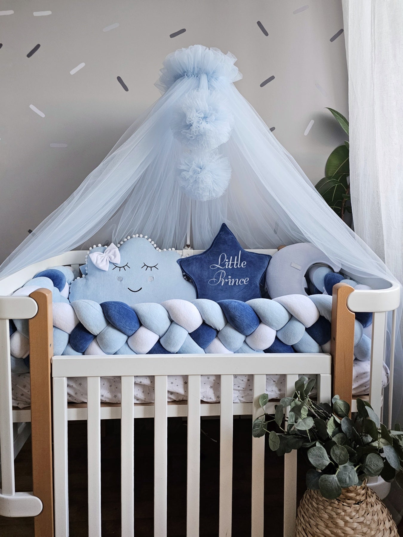 Baby boy bedding crib set. Blue navi crib bumpers. KARI studio