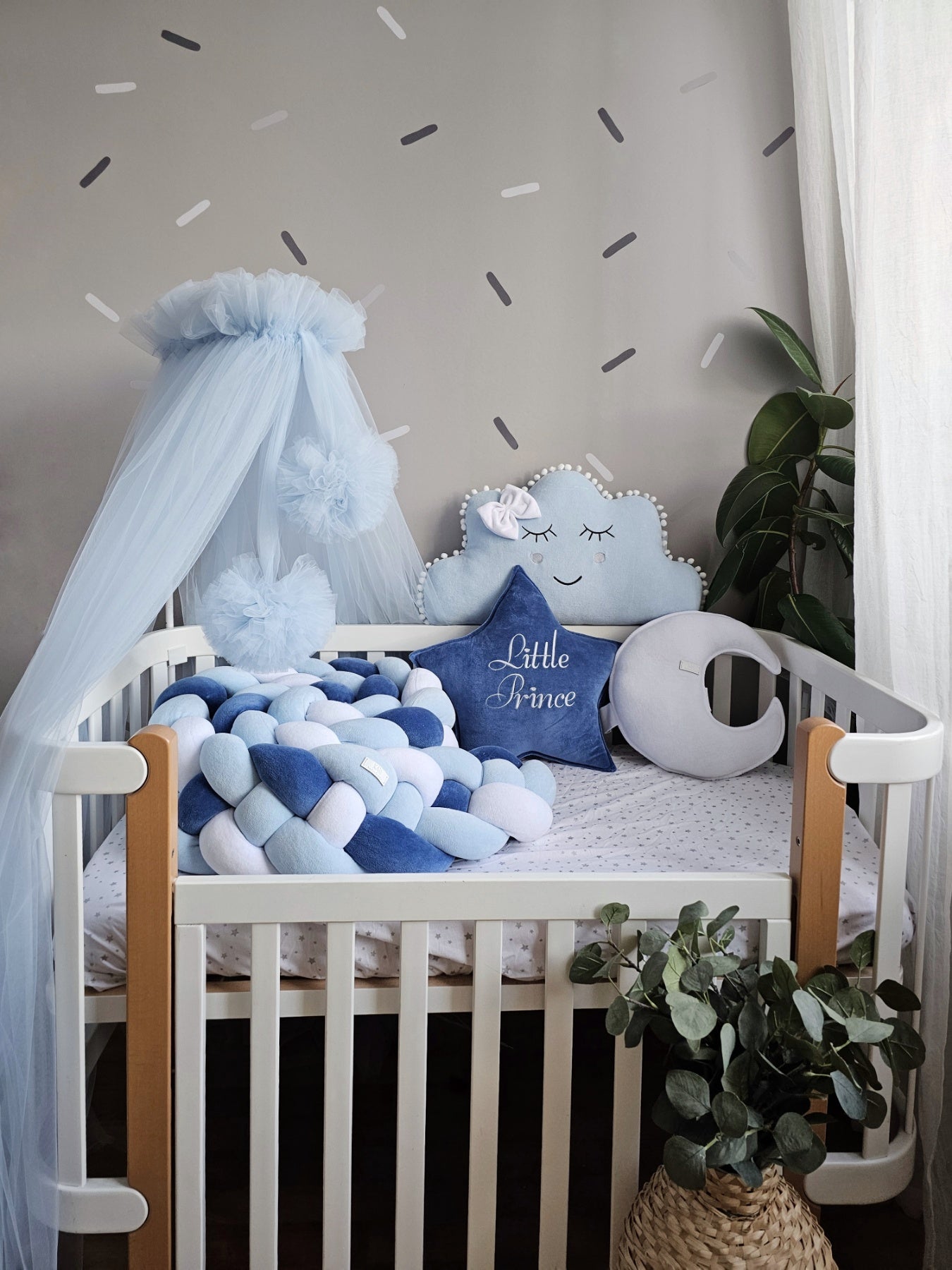 Baby boy bedding crib set. Blue navi crib bumpers. KARI studio