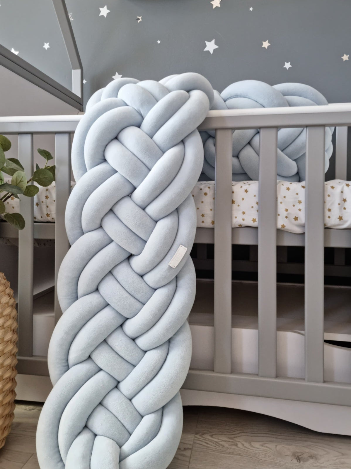 Braided crib bumper light blue. KARI studio