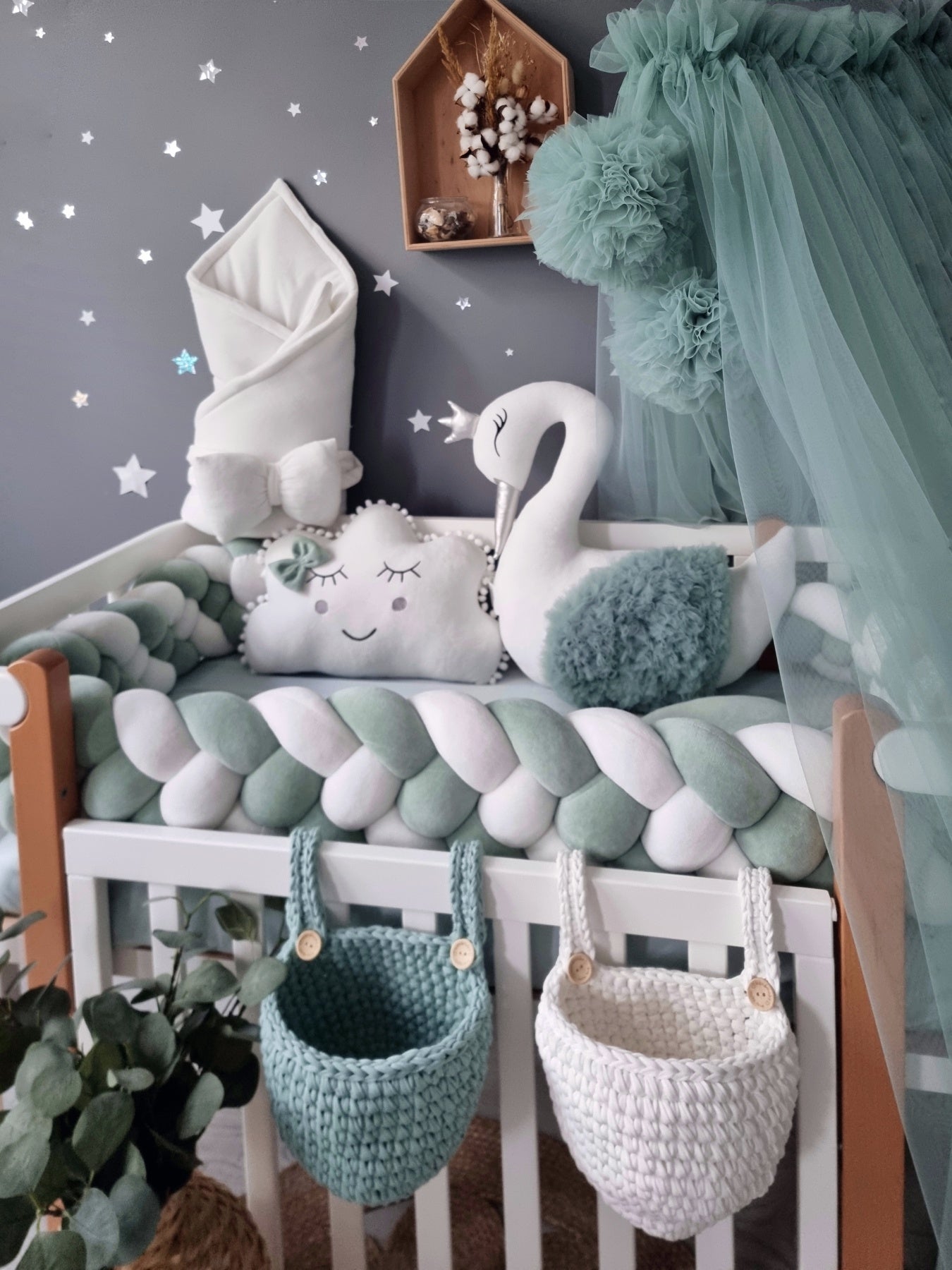 Premium baby crib bedding set sage green. Nursery decor. KARI studio