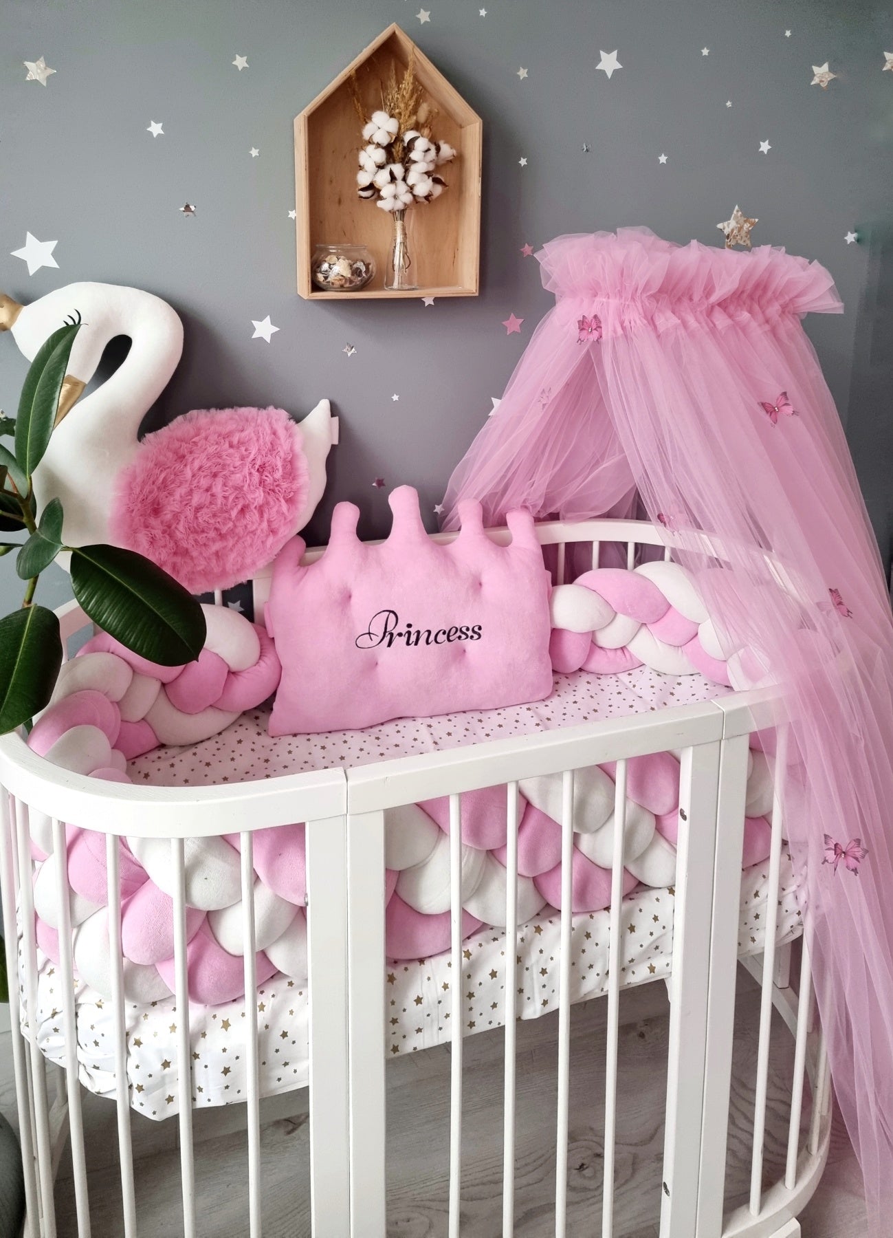 Pink baby crib bedding set. Girl nursery decor. KARI studio