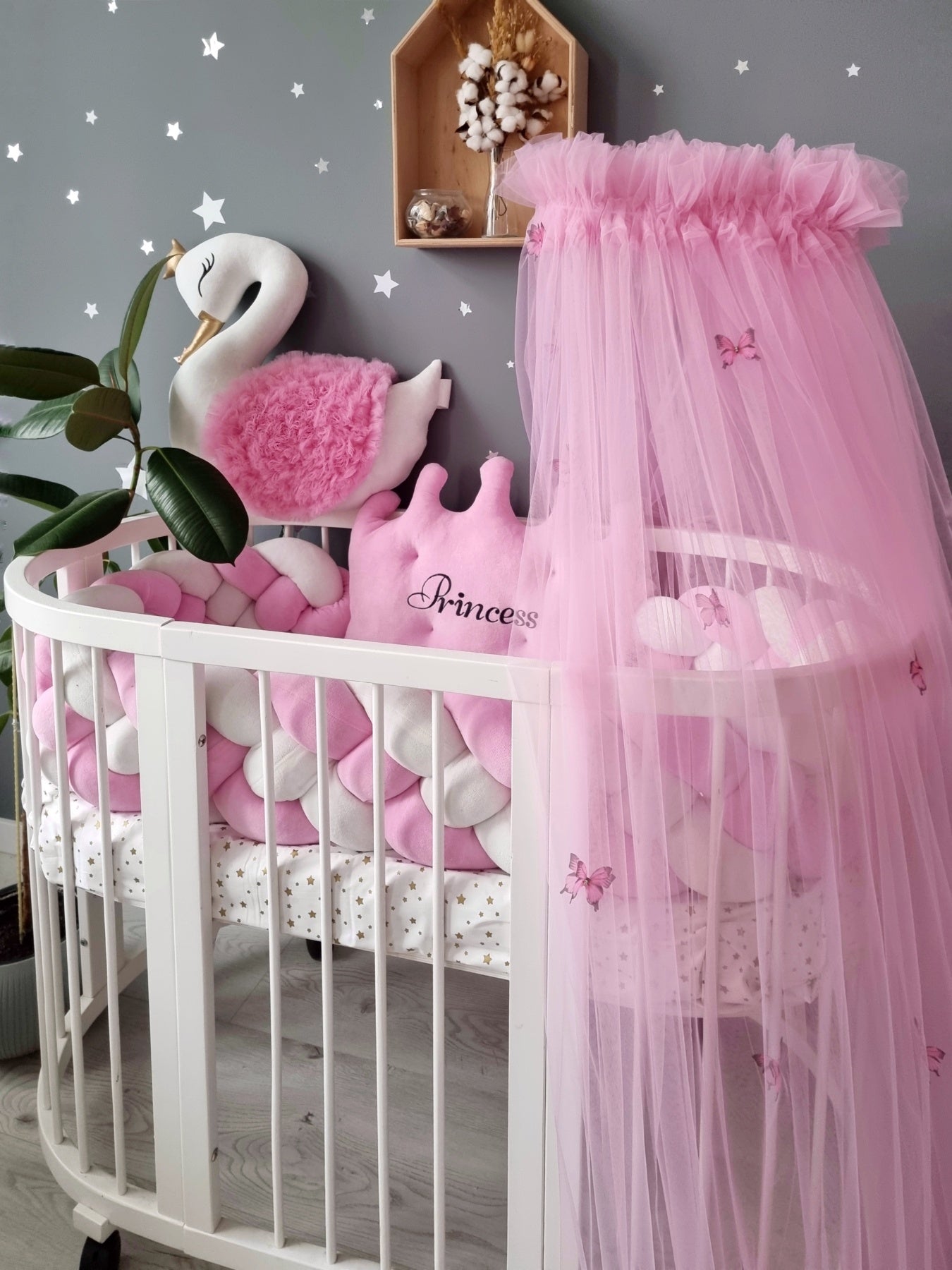 Pink baby crib bedding set. Girl nursery decor. KARI studio