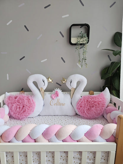 Unique pink baby crib bedding set for girl. KARI studio