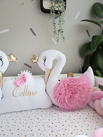 Unique pink baby crib bedding set for girl. KARI studio