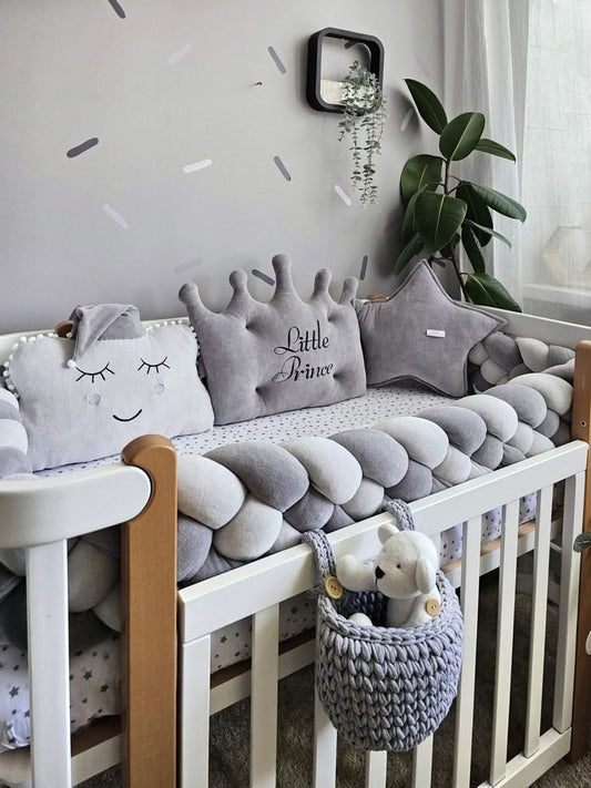 Baby boy bedding set gray for crib. KARI studio