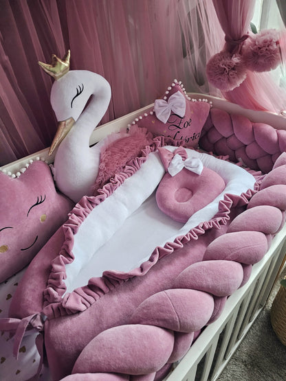 Luxury baby bedding set for girl dry rose. KARI studio