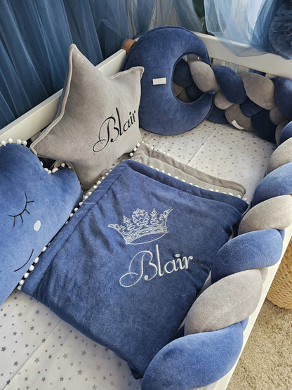Baby boy crib bedding set indigo. KARI studio