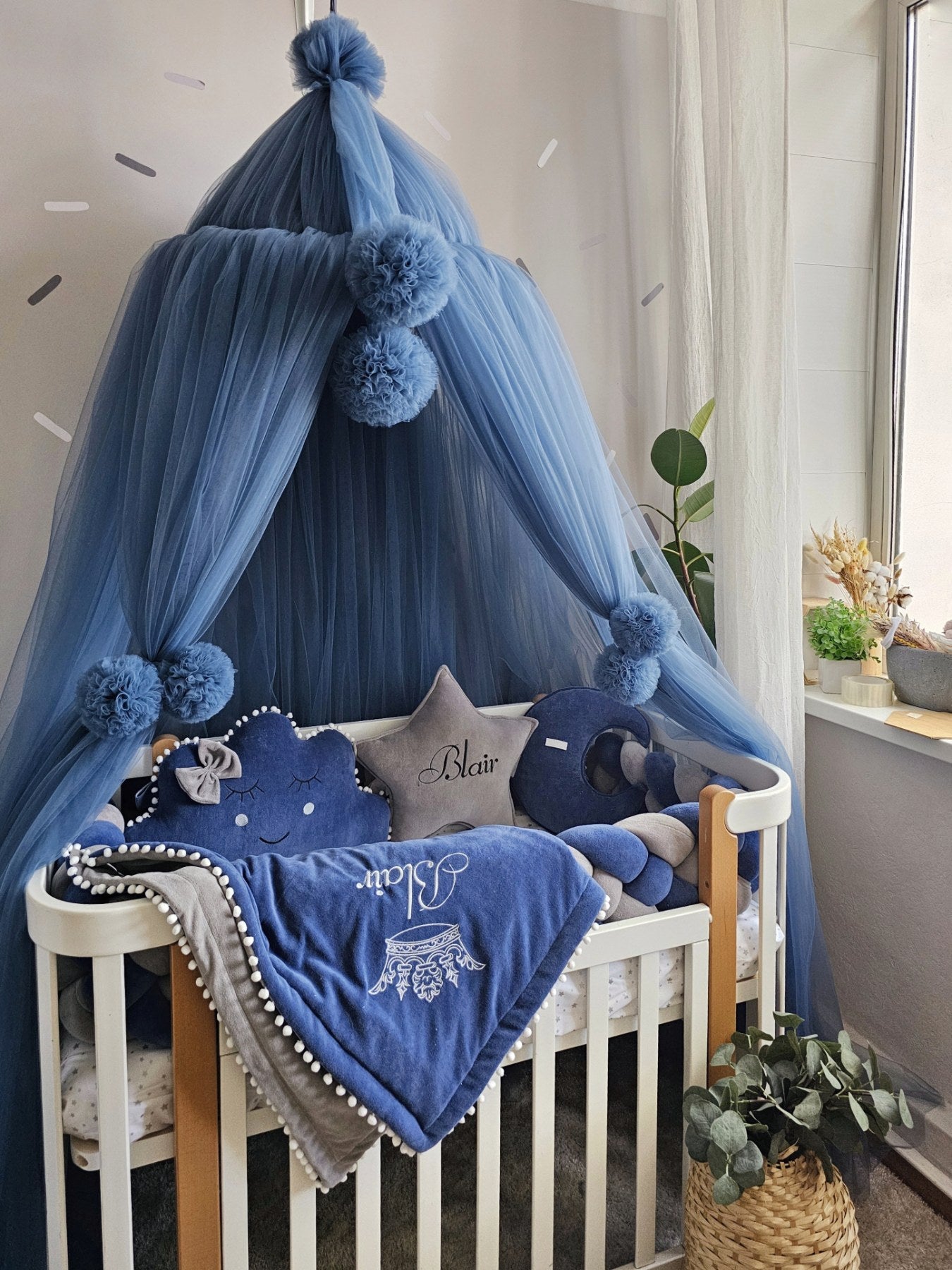 Baby boy crib bedding set indigo. KARI studio