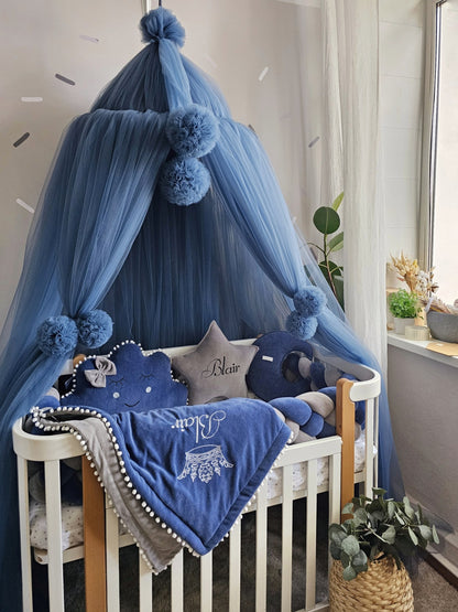 Baby boy crib bedding set indigo. KARI studio