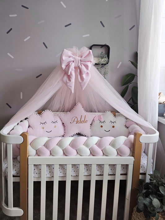 Baby crib bedding set for baby girl in light pink
