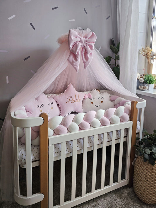 Baby crib bedding set for baby girl in light pink