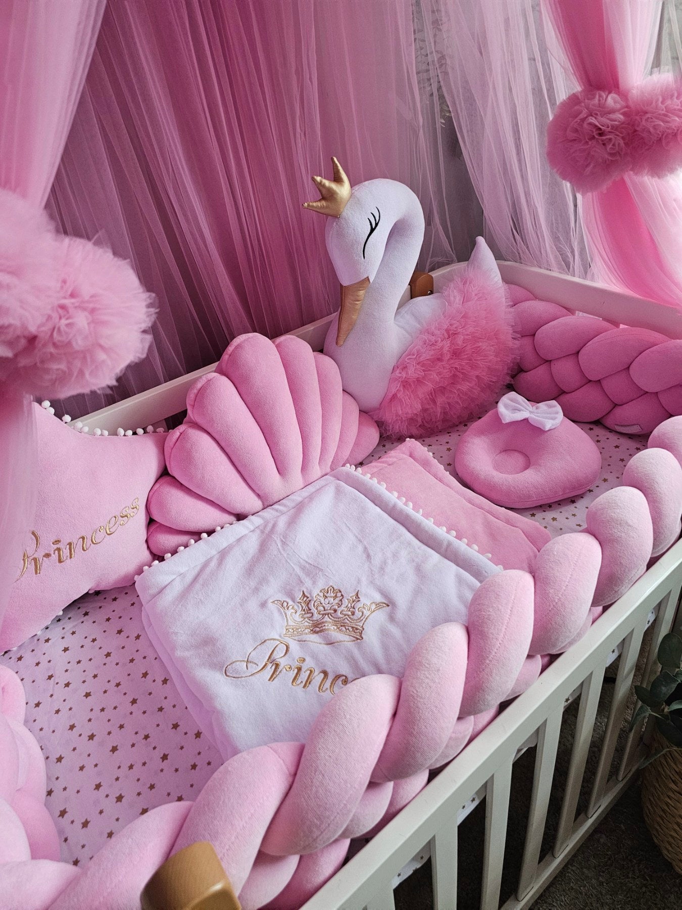 Personalized Girl Bedding Set Pink | Handmade Nursery Decor