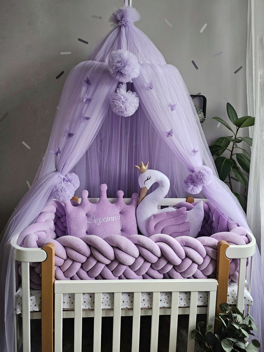 Personalized Baby Bedding Set Lavender | Handmade Nursery Decor