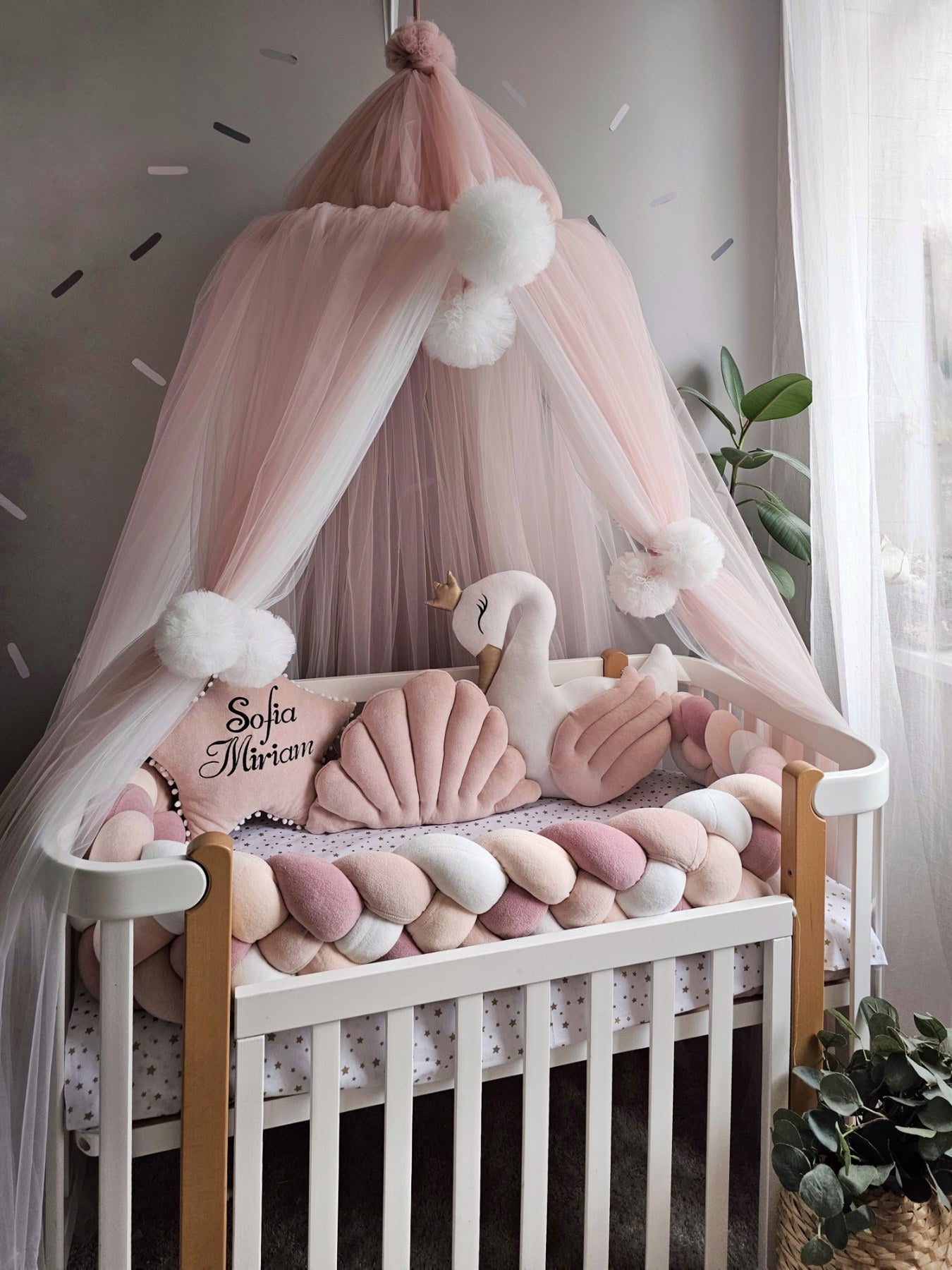 Personalized Baby Bedding Set Blush | Handmade Nursery Decor