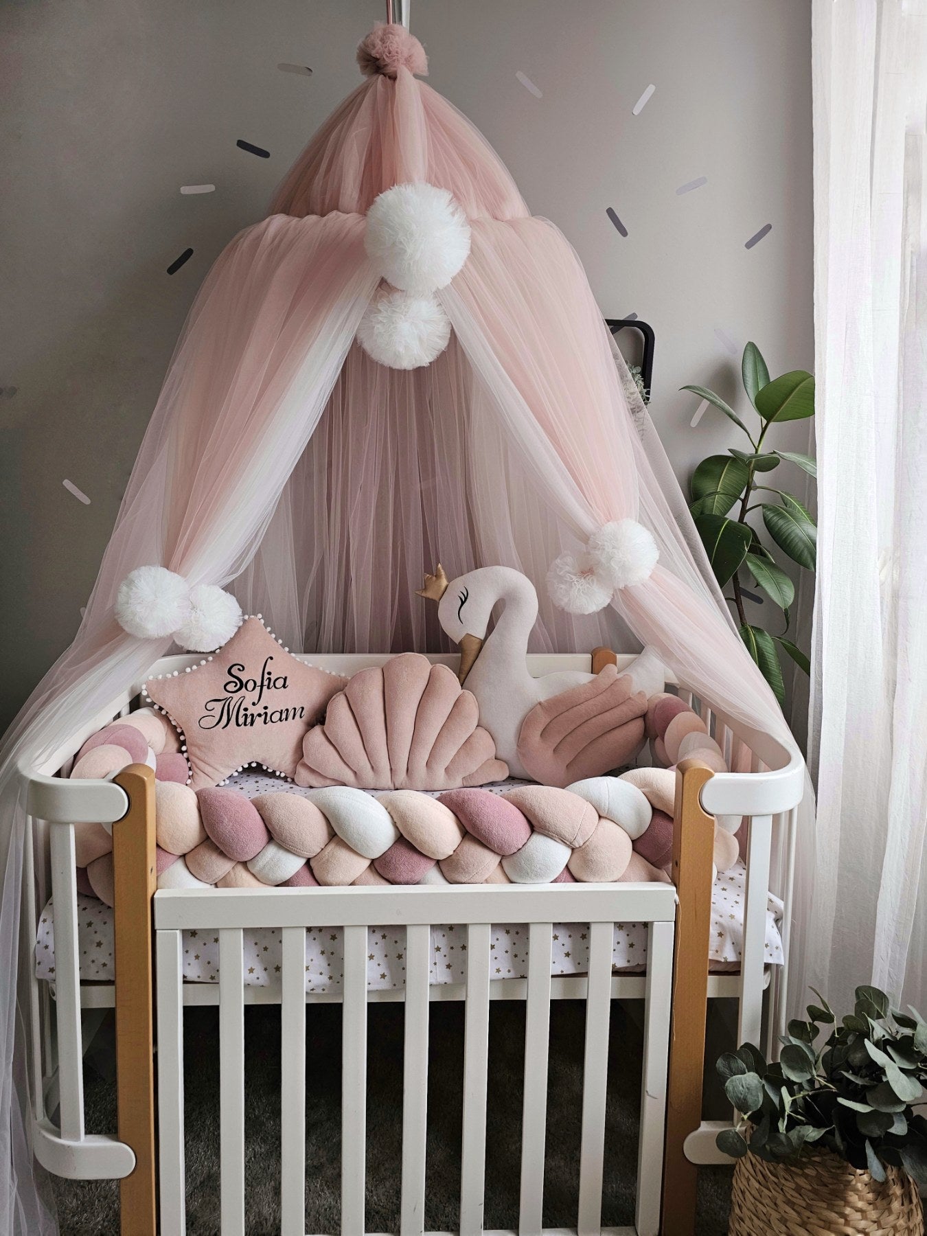 Personalized Baby Bedding Set Blush | Handmade Nursery Decor