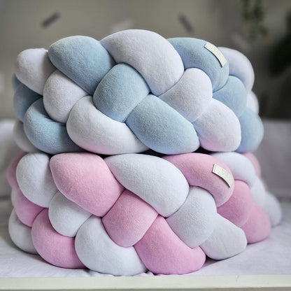 Double braided crib bumper for girl 7.9 inches