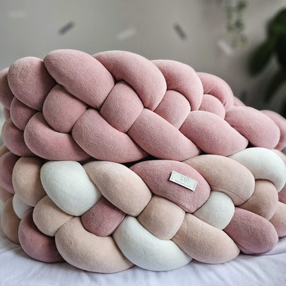 Double braided crib bumper for girl 7.9 inches