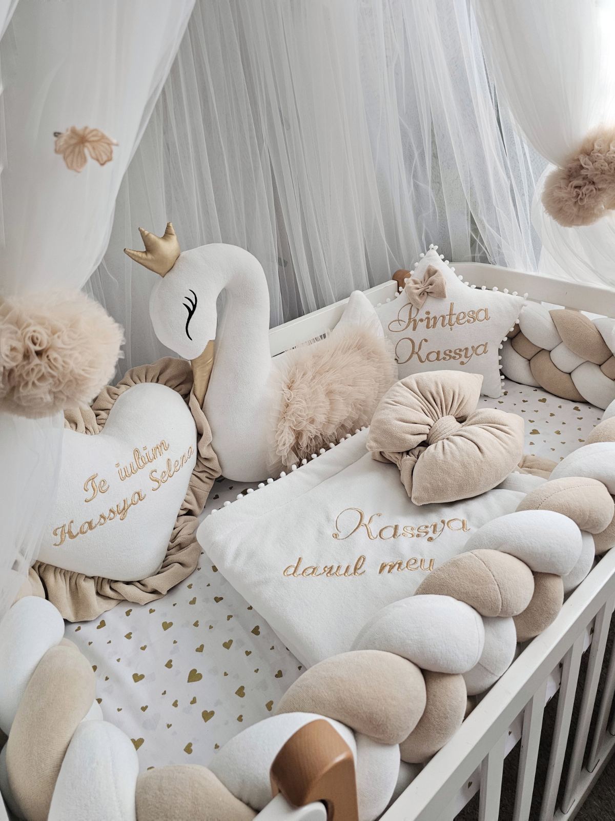 Personalized Baby Bedding Set beige| Handmade Nursery Decor