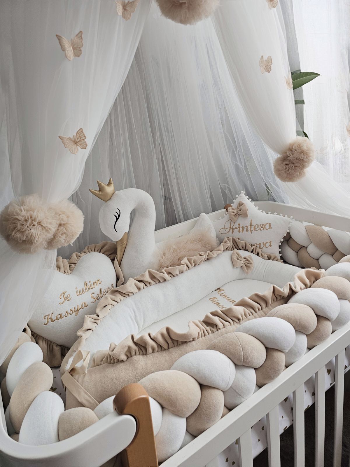 Personalized Baby Bedding Set beige| Handmade Nursery Decor