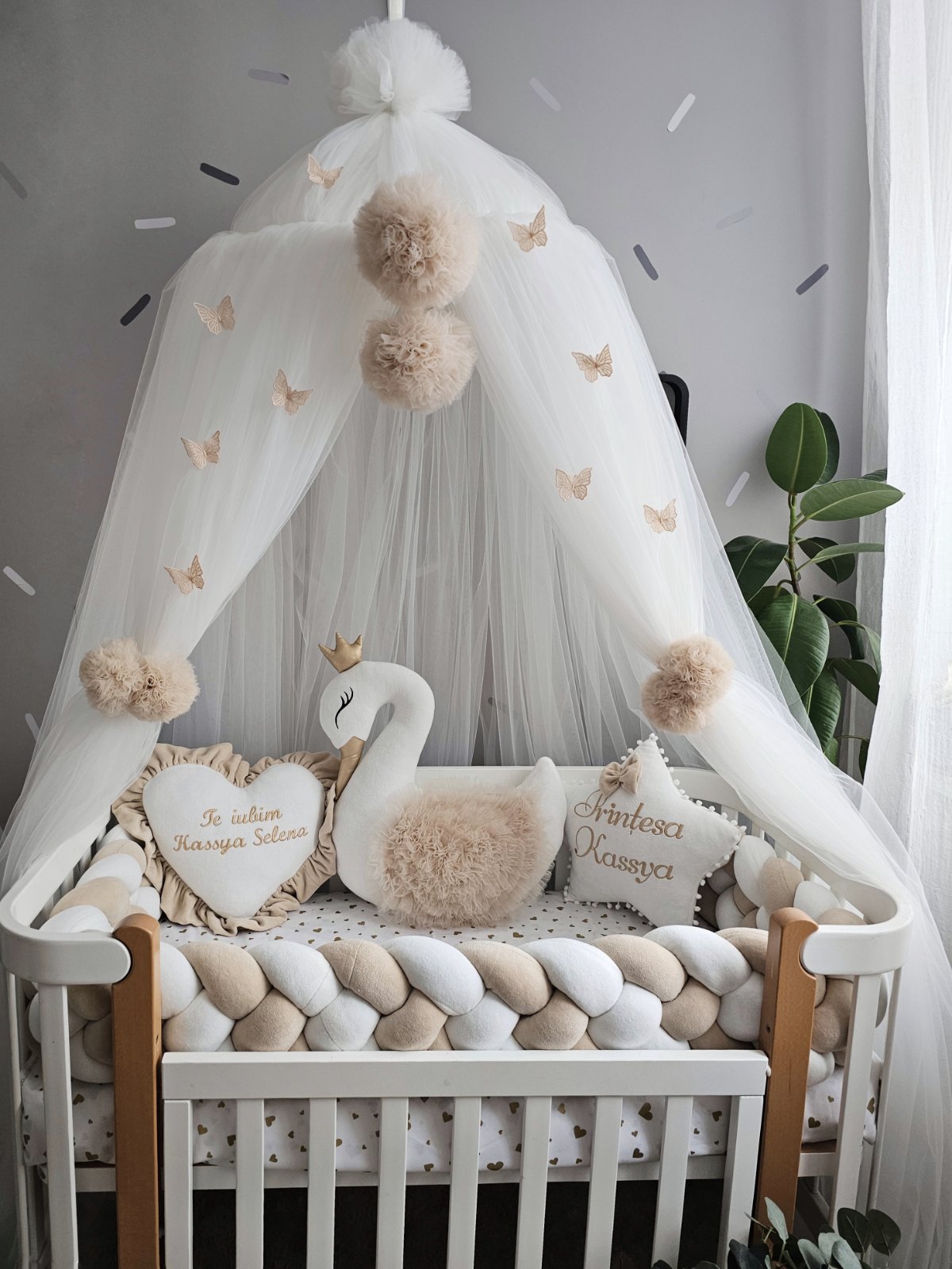 Personalized Baby Bedding Set beige| Handmade Nursery Decor
