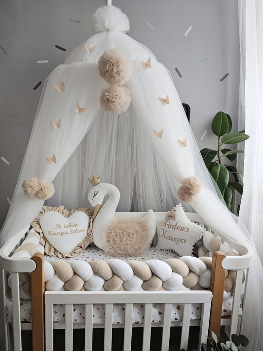 Personalized Baby Bedding Set beige| Handmade Nursery Decor
