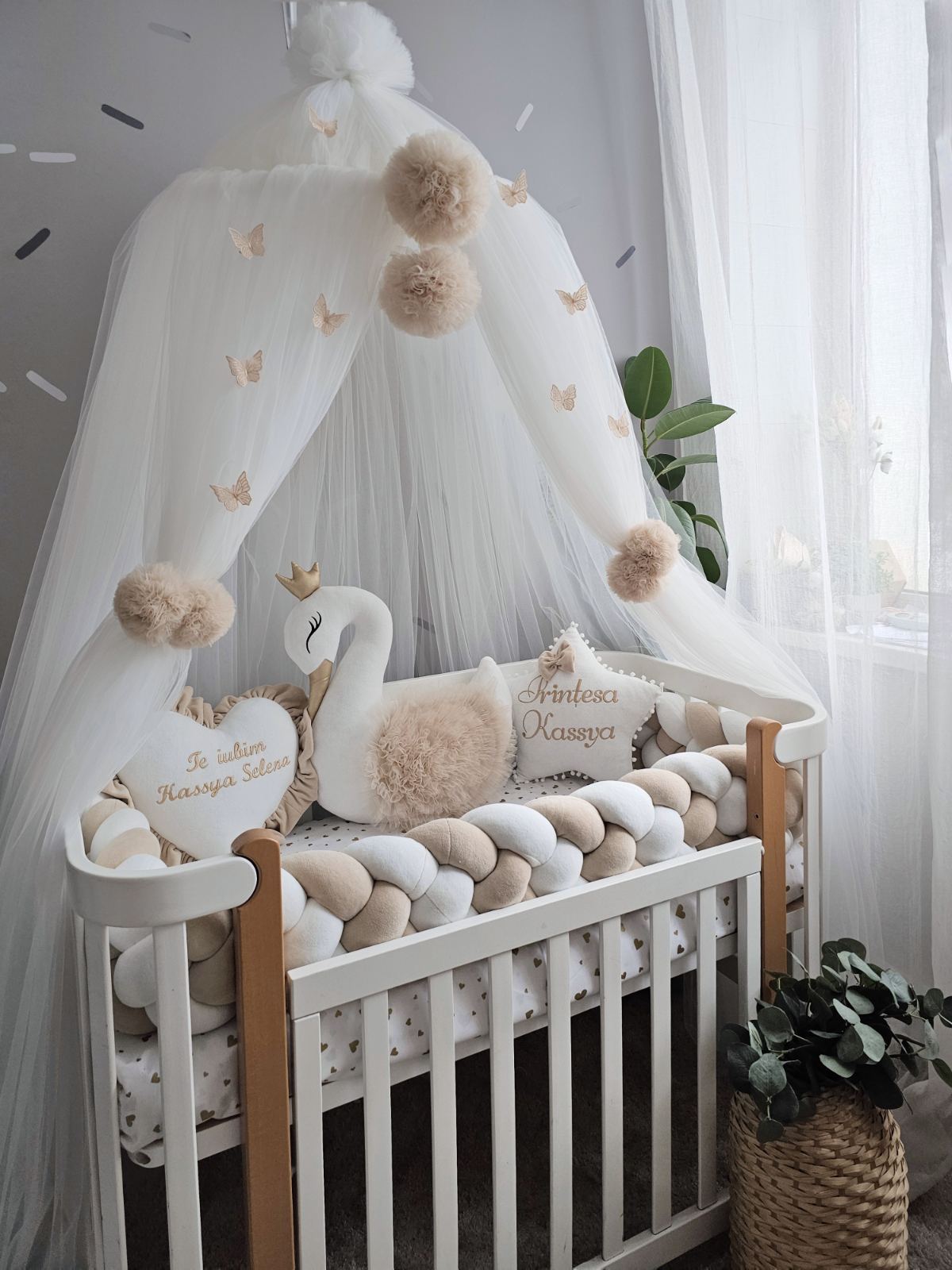 Personalized Baby Bedding Set beige| Handmade Nursery Decor