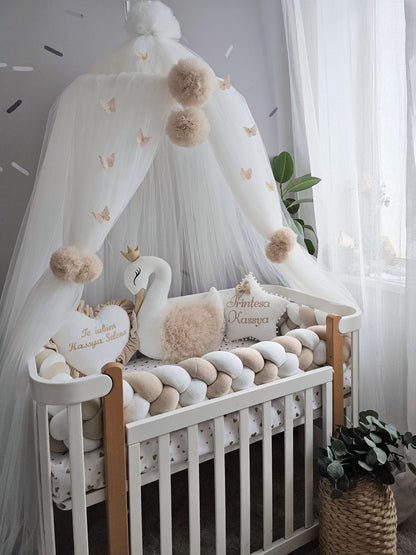 Personalized Baby Bedding Set beige| Handmade Nursery Decor