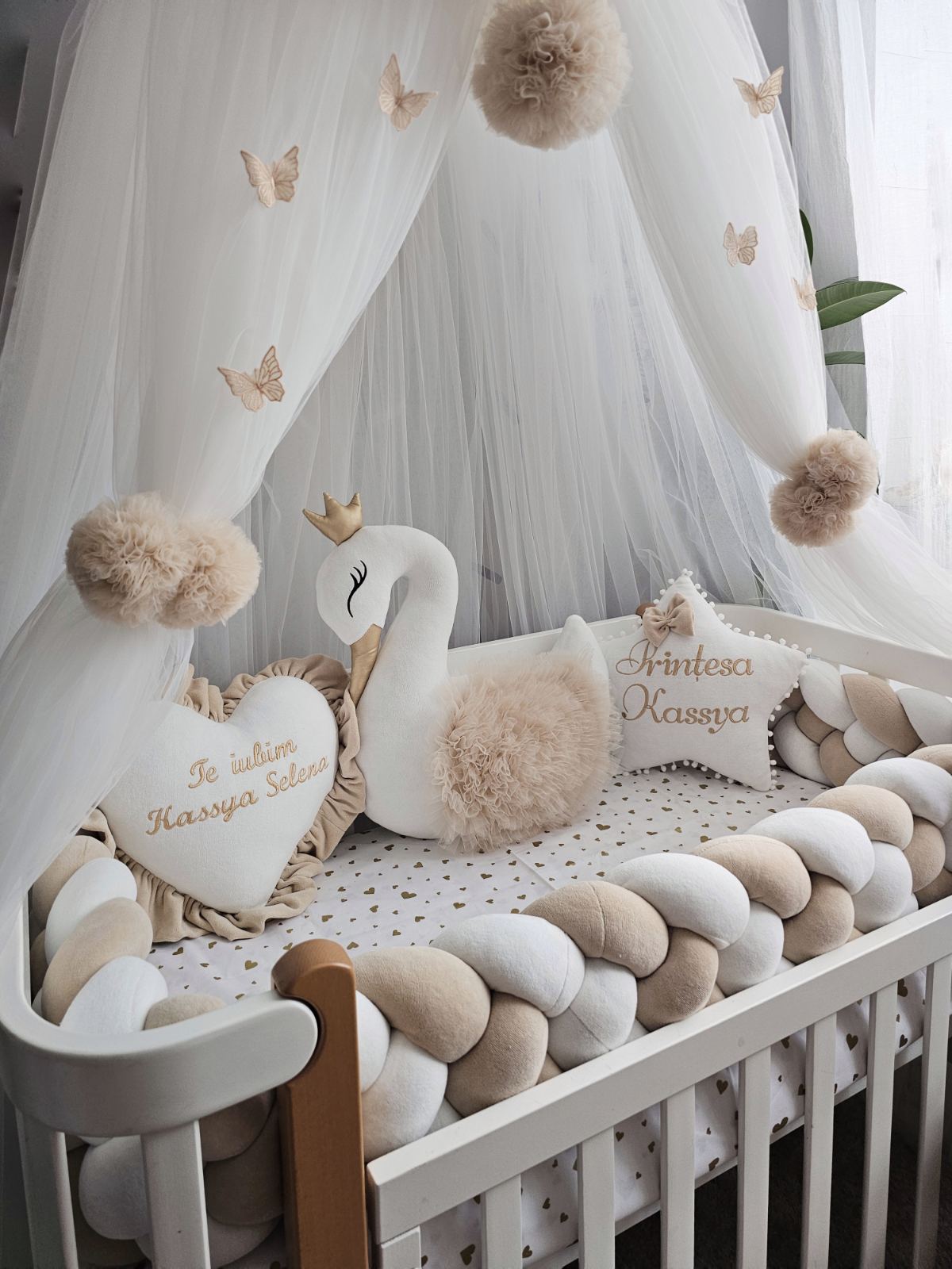 Personalized Baby Bedding Set beige| Handmade Nursery Decor