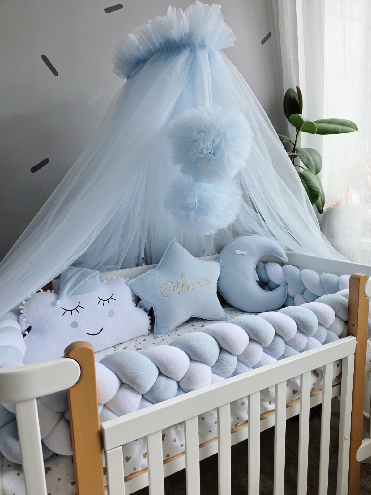Baby Boy Bedding Set Pale Blue - Personalized Nursery Decor