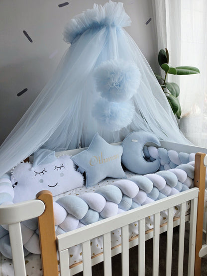 Baby Boy Bedding Set Pale Blue - Personalized Nursery Decor