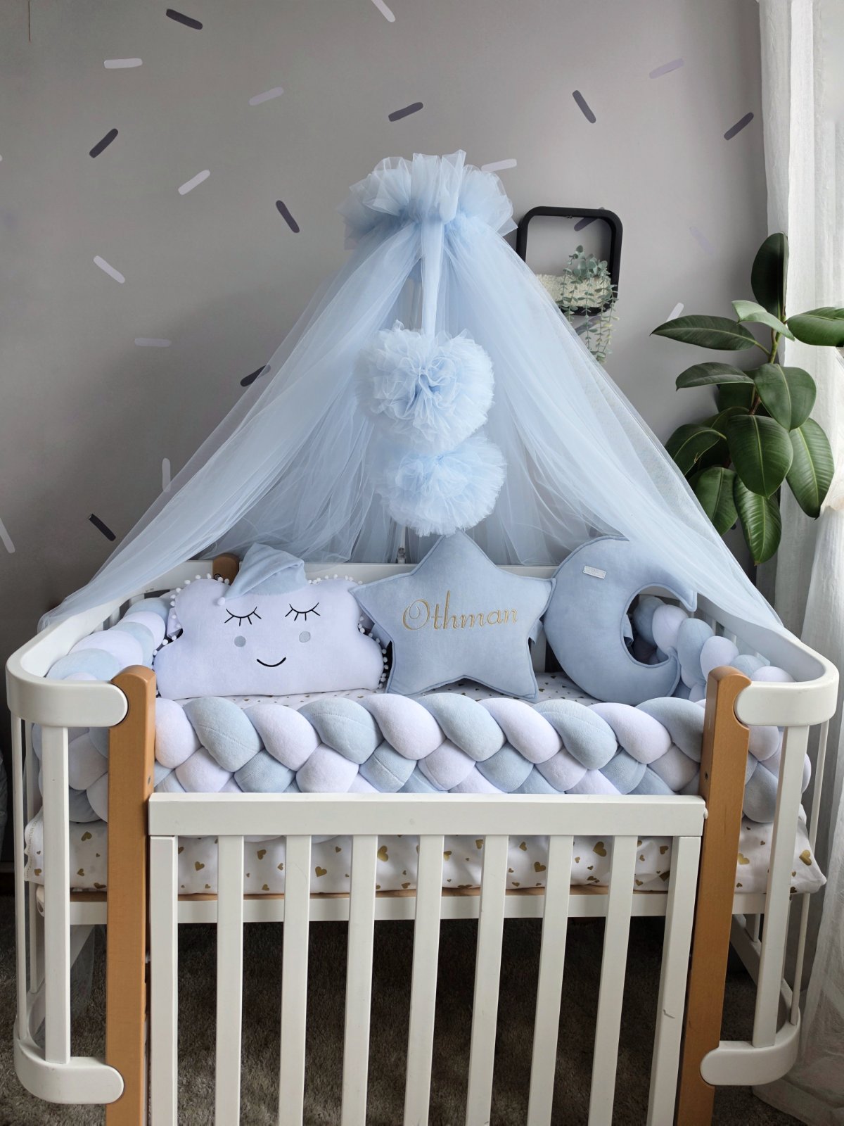 Baby Boy Bedding Set Pale Blue - Personalized Nursery Decor