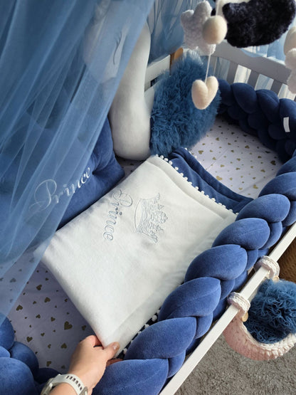 Baby Bedding Set Navy Blue - Personalized Boys Nursery Decor