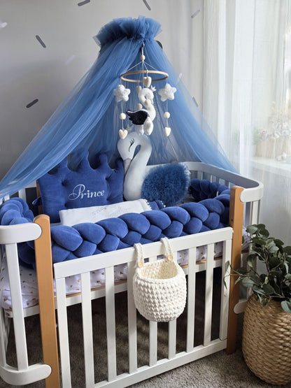 Baby Bedding Set Navy Blue - Personalized Boys Nursery Decor