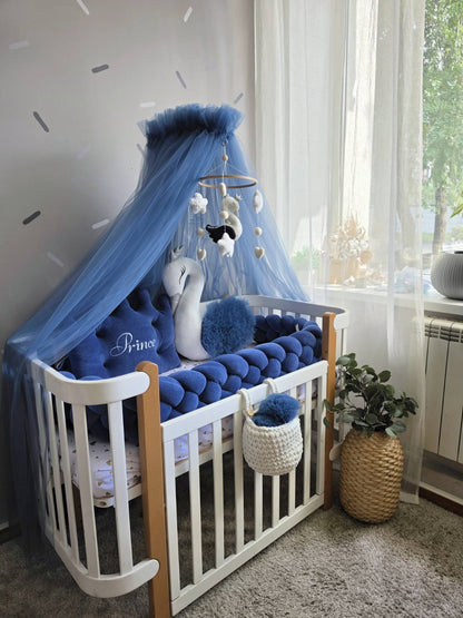 Baby Bedding Set Navy Blue - Personalized Boys Nursery Decor