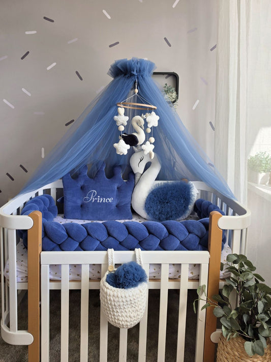 Baby Bedding Set Navy Blue - Personalized Boys Nursery Decor