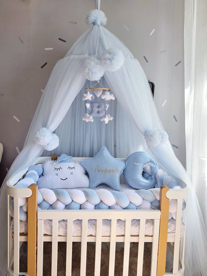Personalized Baby Crib Mobile with Stars, Clouds & Hearts