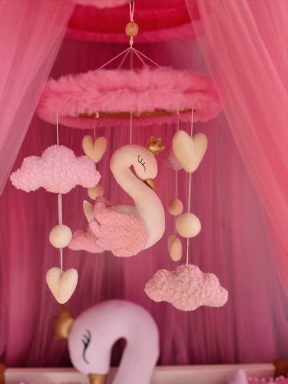 Baby Crib Mobile with Swan | Nursery Mobile