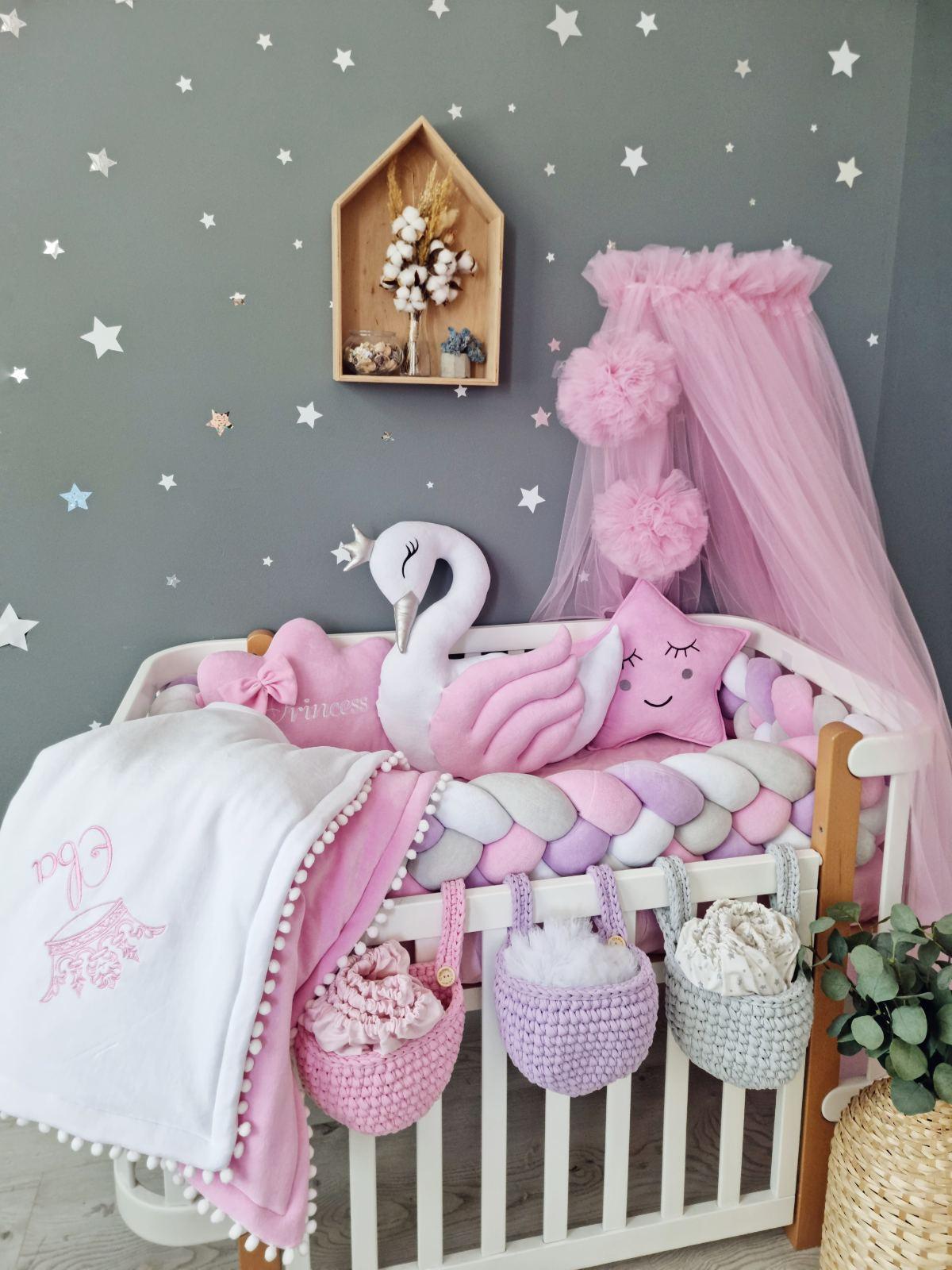 Light Blush pink bed canopy curtains, baby baldachin - KariStudio