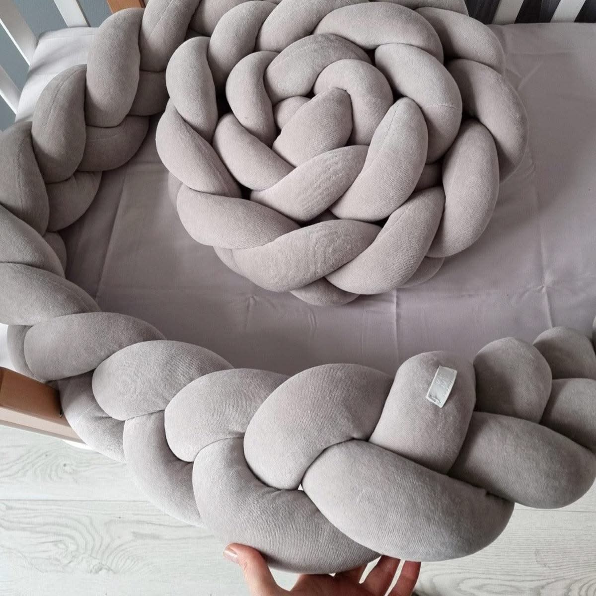 Crib bumper gray 15 cm - Braided