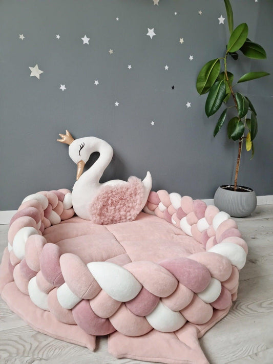 Princess Pillow swan Light blush, side crib pillow - KariStudio