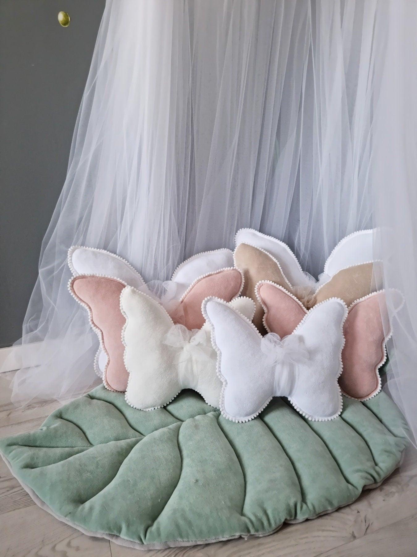 Butterfly pillow blush rose. Nursery decor. Crib pillow - KariStudio