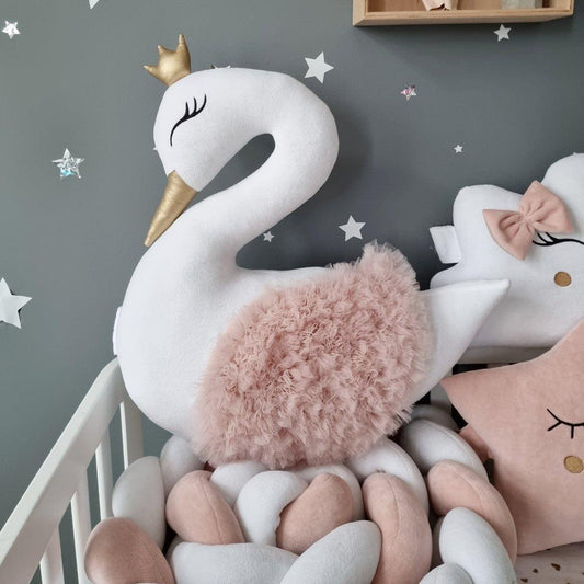 Princess Pillow swan Light blush, side crib pillow - KariStudio