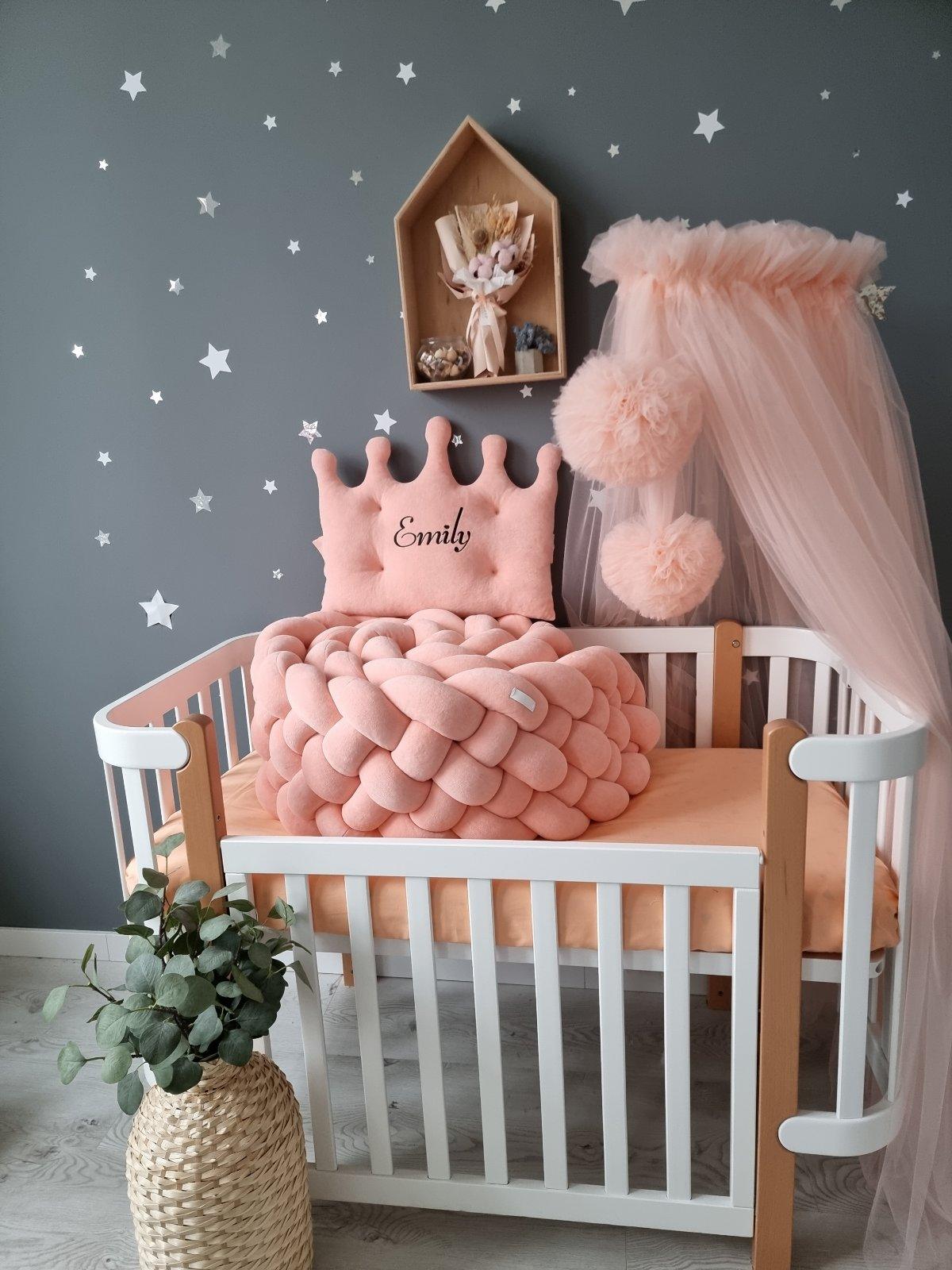 White Crib bumper Crown and braided